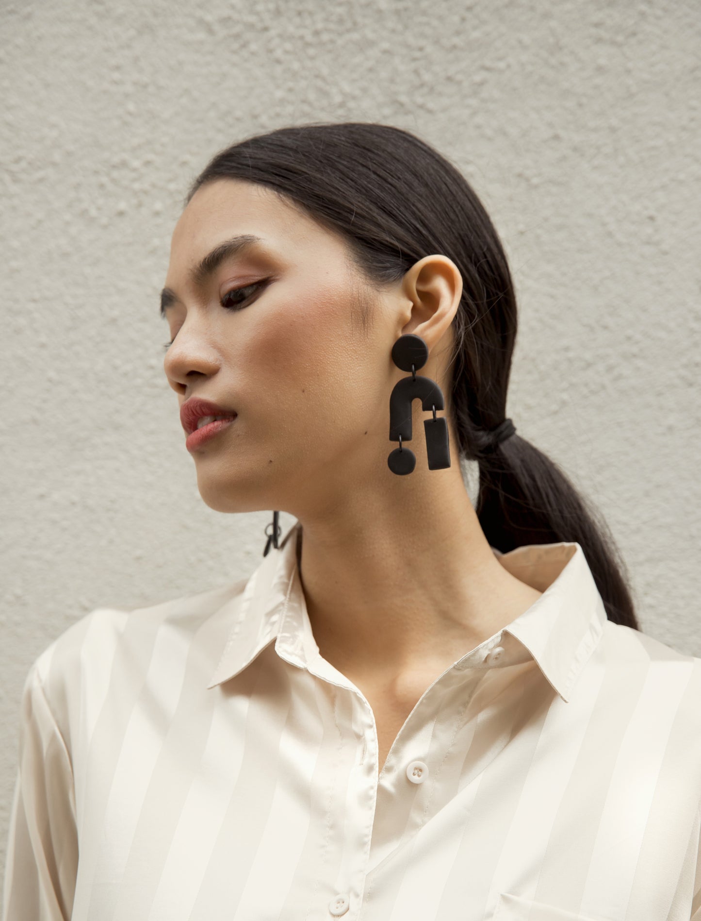 Interwoven- Black Shape Earring