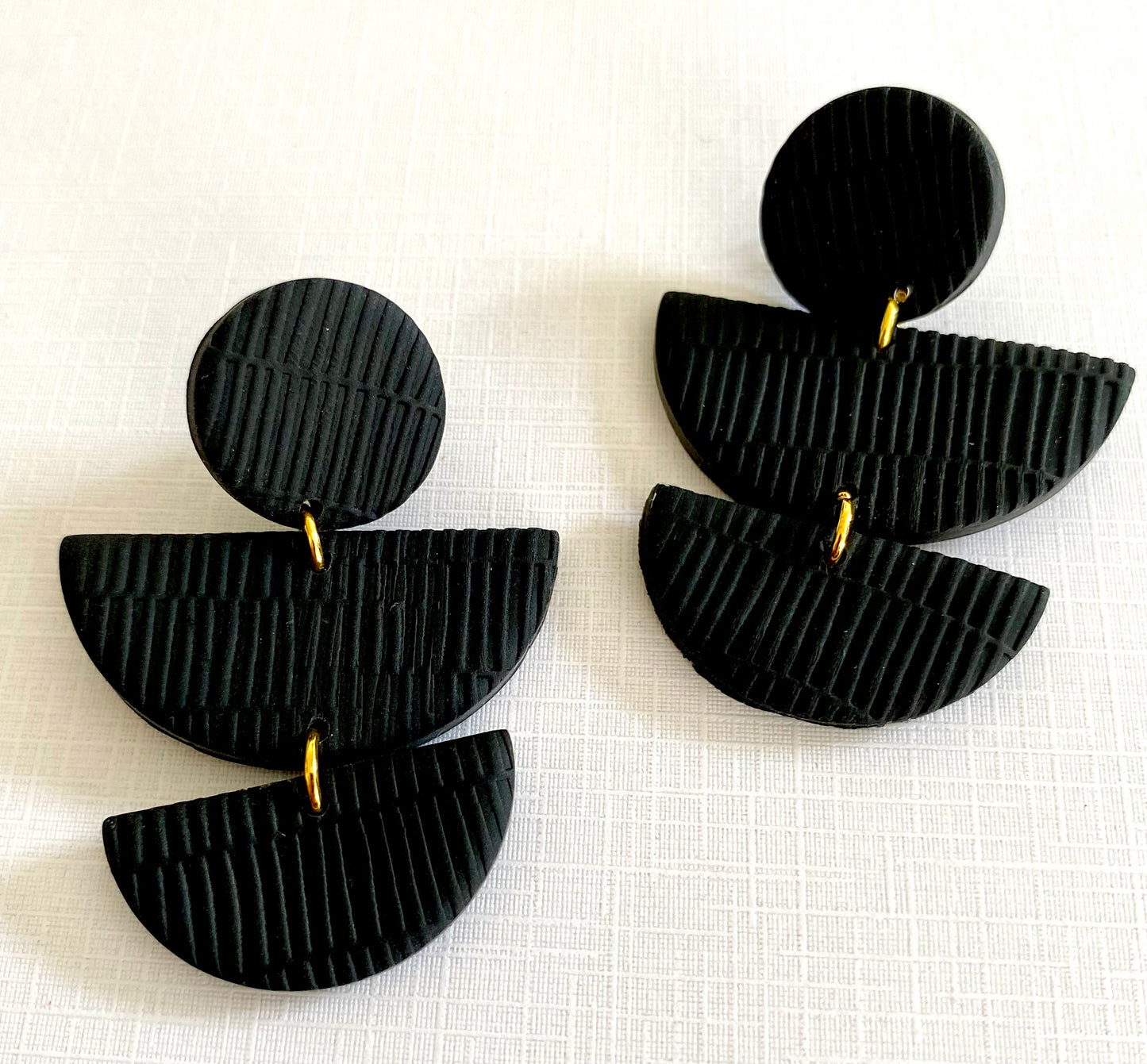Interwoven- Black Stack Earring